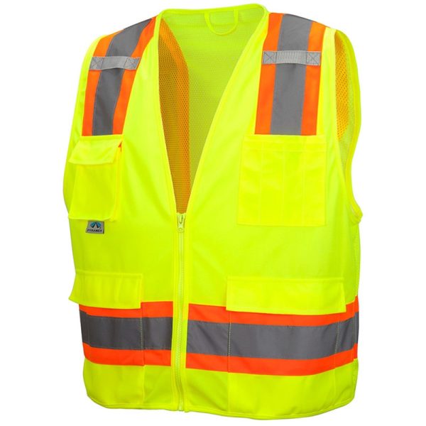 Pyramex – Hi Vis Lime 4 Outer Pockets & 2 Inner Pockets, MOQ-2Pcs – RVZ2410